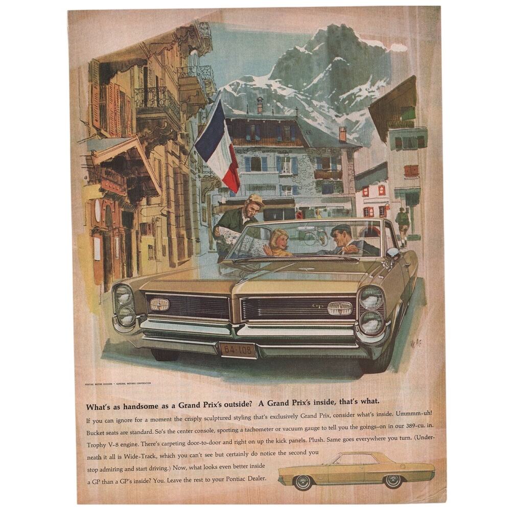 Pontiac Grand Prix Car Magazine Advertisement Vintage Automobilia GP France